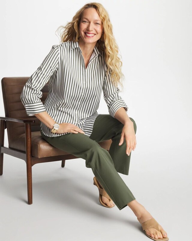 No Iron Stretch Striped Shirt - image 2